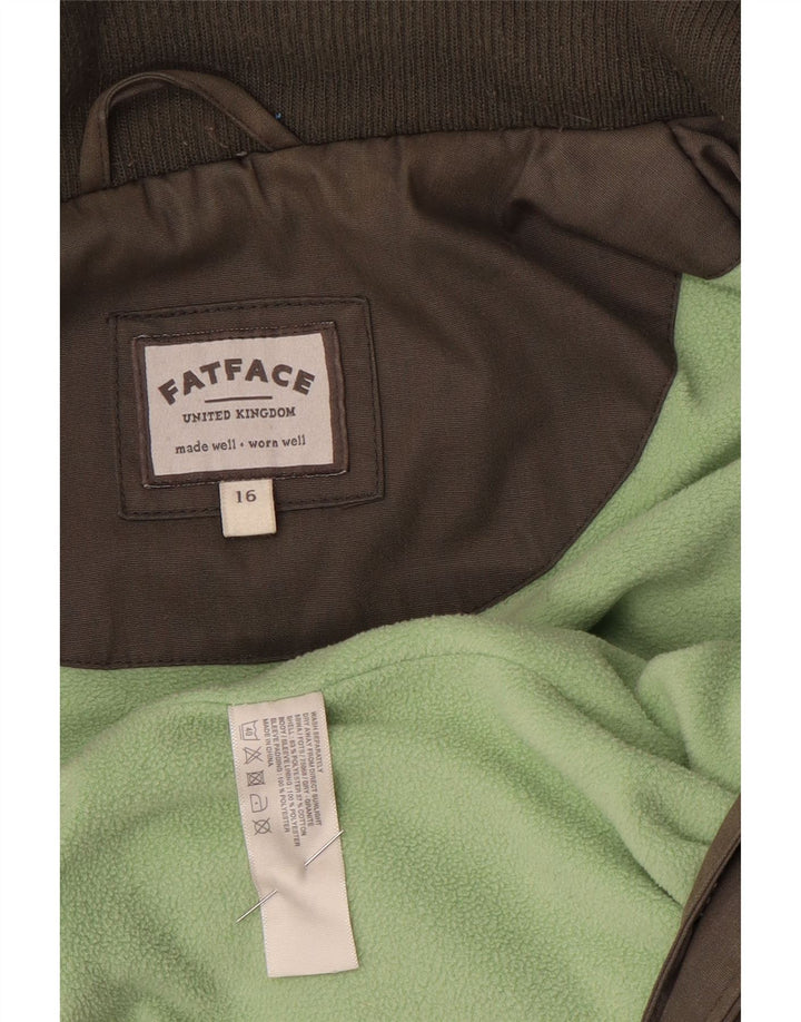Fat Face Damen-Windbreaker-Jacke mit Kapuze, UK 16, Größe L, Grau, Baumwolle