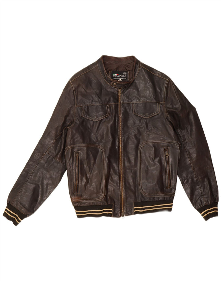 Vintage Herren Lederjacke IT 52 XL Braunes Leder