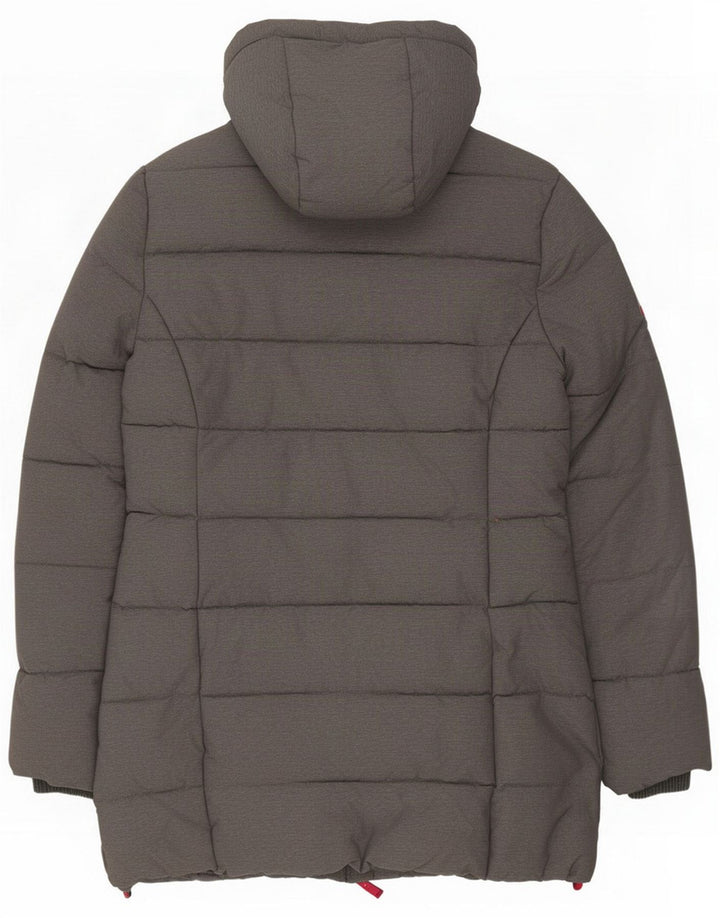 Superdry Wattierte Jacke mit Kapuze für Damen, UK 8, kleines graues Nylon