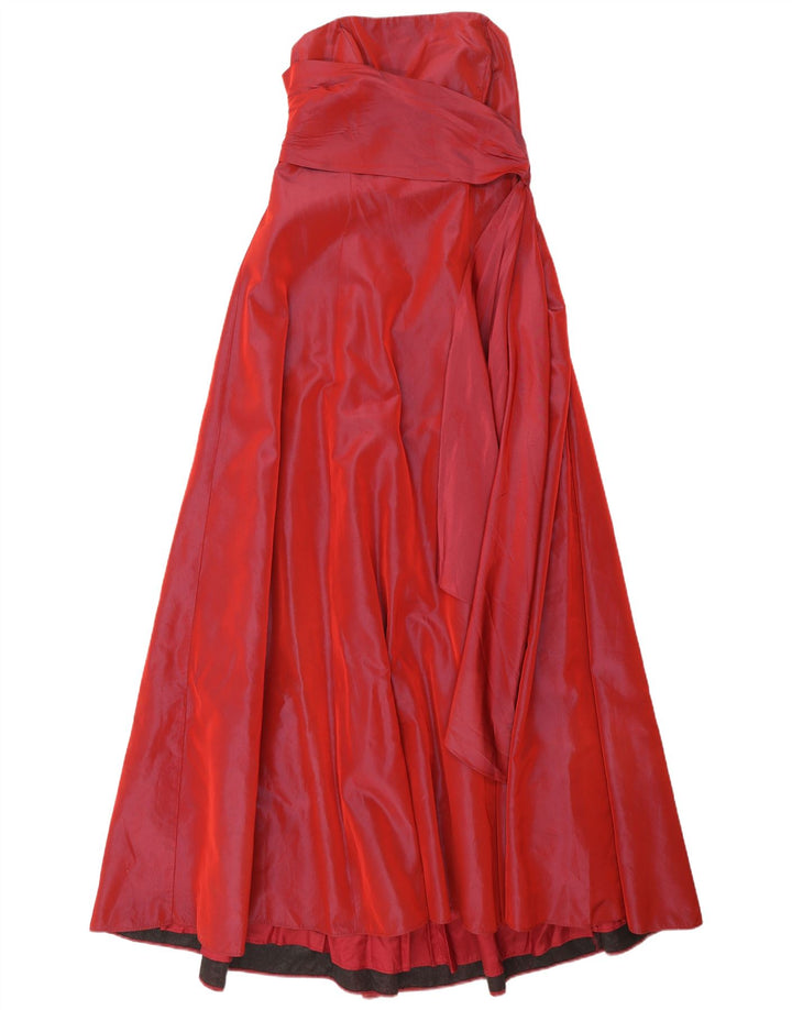 Debut Damen Maxi-trägerloses Kleid UK 12 Mittelrote Viskose