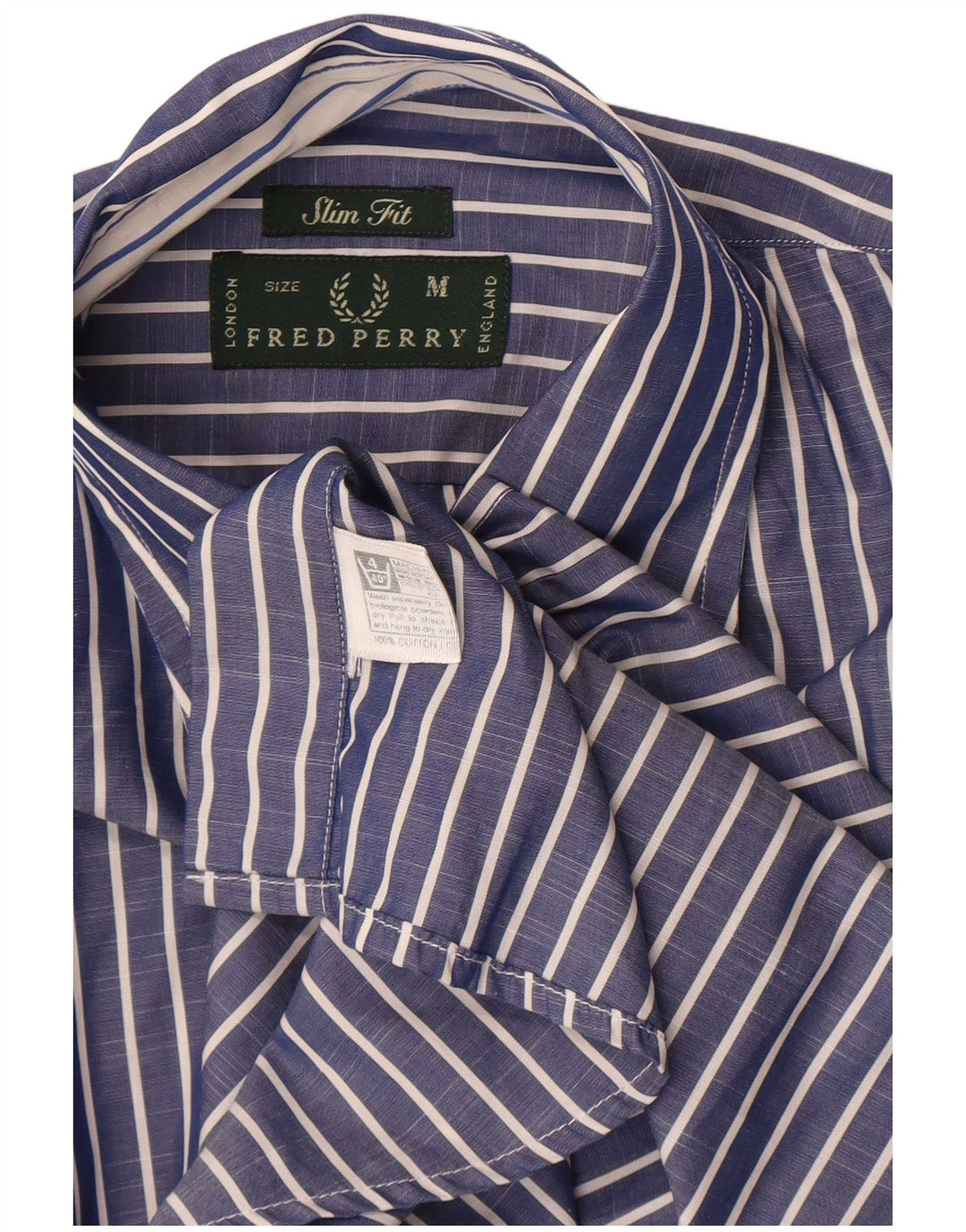 Fred Perry Herren-Slim-Fit-Hemd aus mittelblauer, gestreifter Baumwolle
