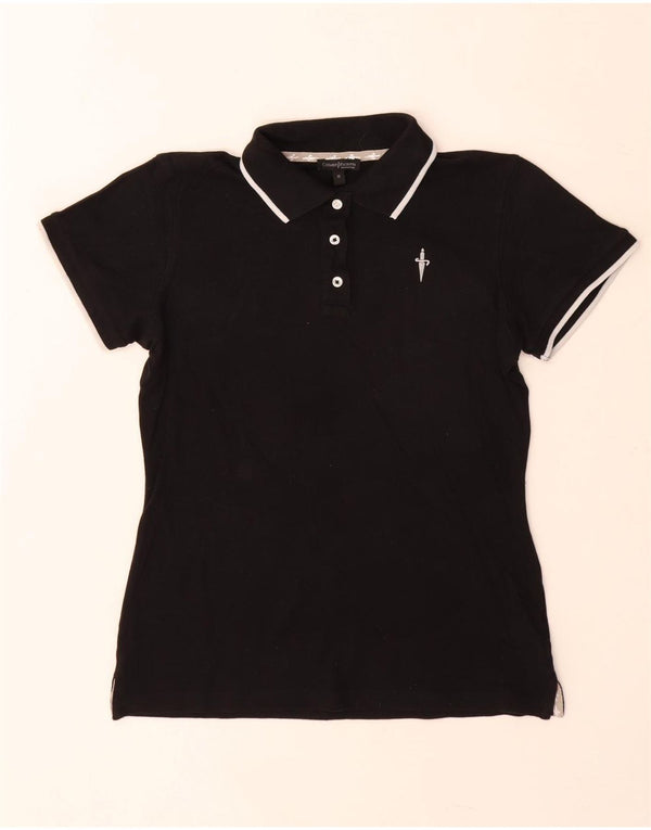 Cesare Paciotti Damen Poloshirt UK 12 Mittelschwarze Baumwolle