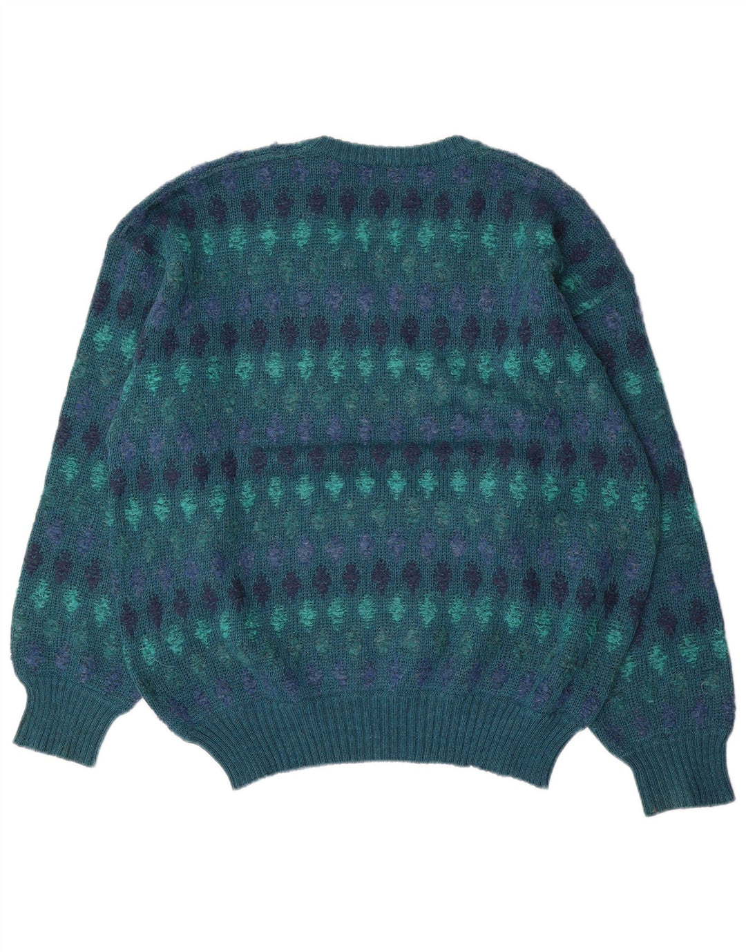 Vintage Herren Pullover mit V-Ausschnitt IT 54 XL Blau Fair Isle Wolle