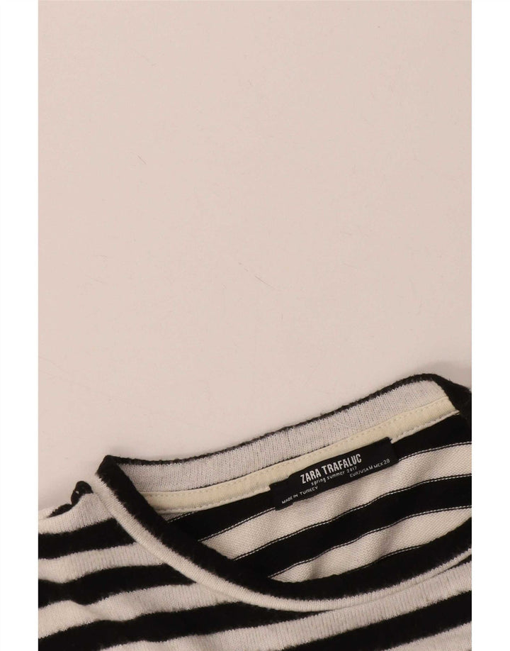 Übergroßes T-Shirt-Oberteil von Zara für Damen, UK 14, mittelschwarz gestreift