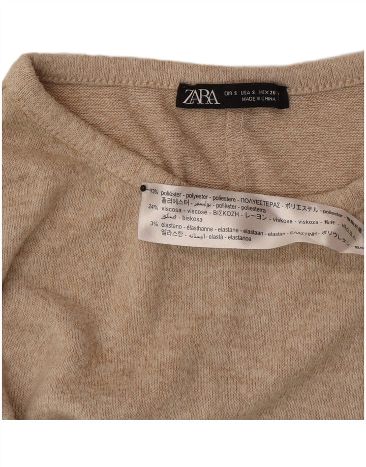 Zara Damen Pulloverkleid UK 10 Small Beige Polyester