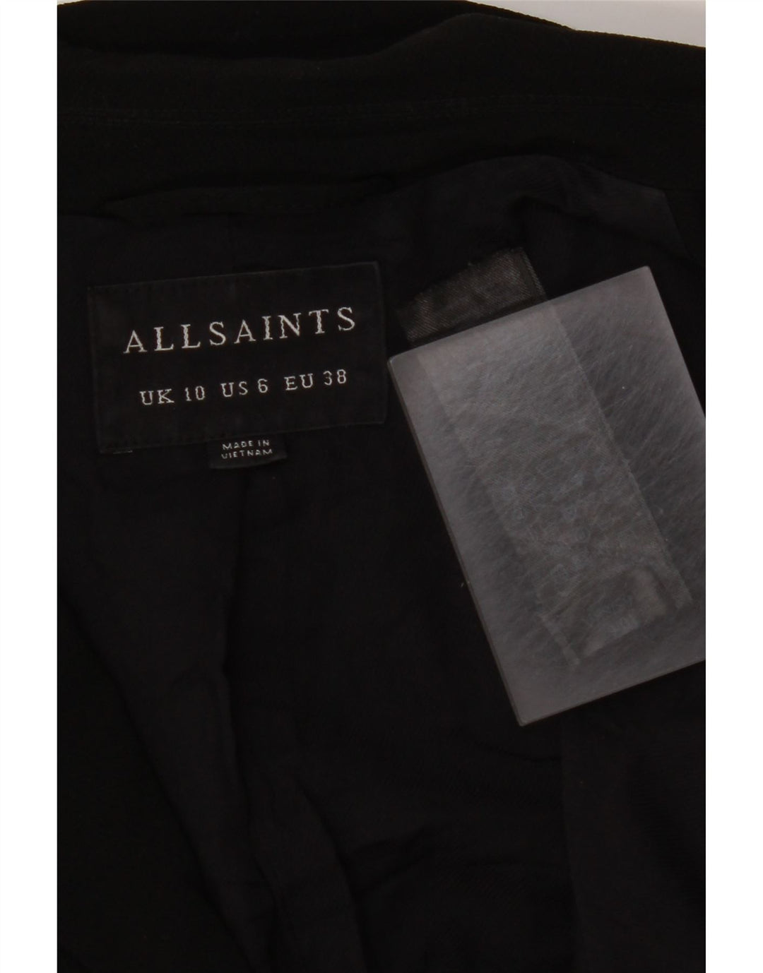 ALL SAINTS Offene Damen-Blazerjacke, UK 10, Größe S, Schwarz, Polyester