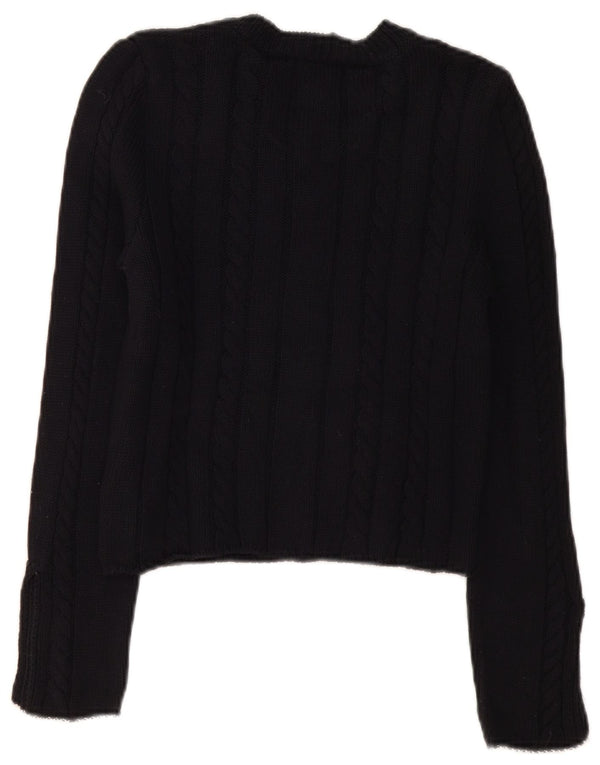 Zara Damen Crop V-Ausschnitt Pullover Pullover UK 10 Small Schwarz