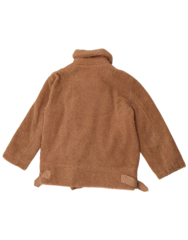 Topshop Womens Petite Teddy Bear Bikerjacke UK 10 Small Braunes Polyester