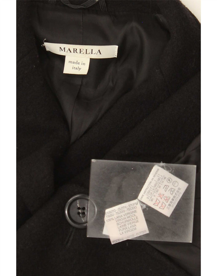 Marella Damen-Blazerjacke mit 2 Knöpfen, UK 10, kleine schwarze Wolle