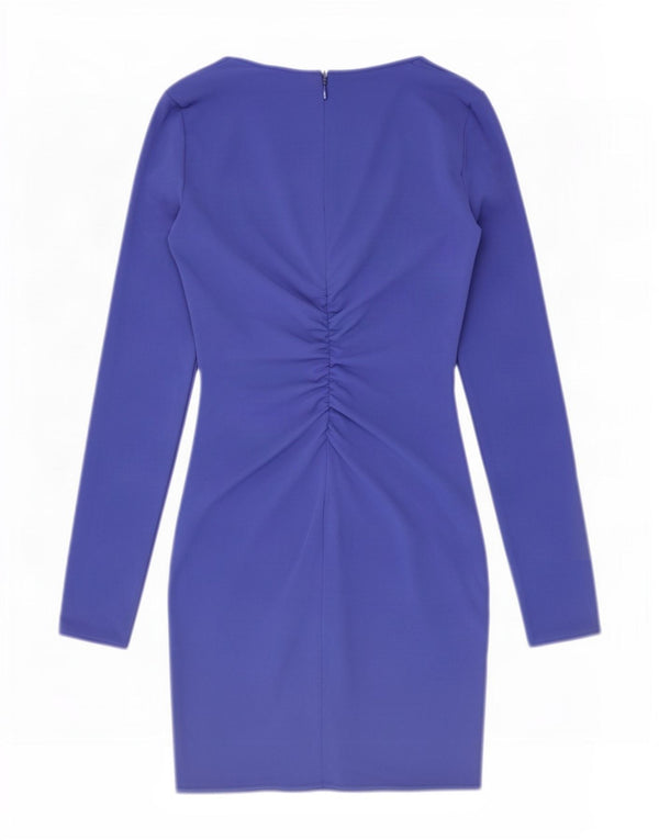 Zara Damen Langarm-Bodycon-Kleid UK 4 XS Blau