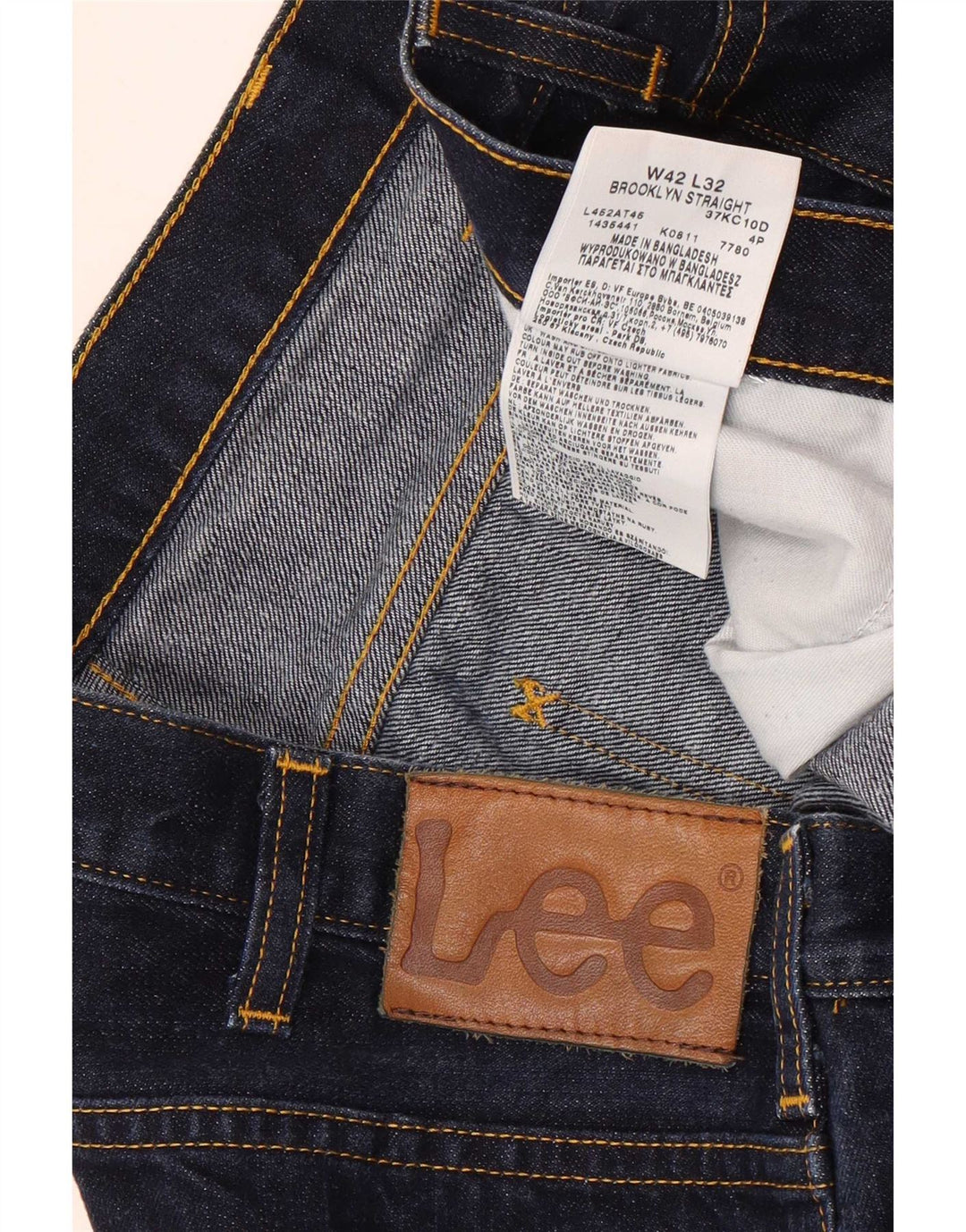 Lee Herren Brooklyn Straight Jeans W42 L32 Marineblau Baumwolle