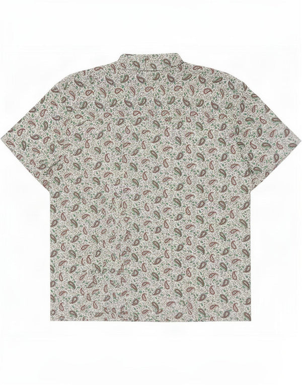 Vintage Kurzarmhemd für Jungen, 15–16 Jahre, weiße Paisley-Baumwolle