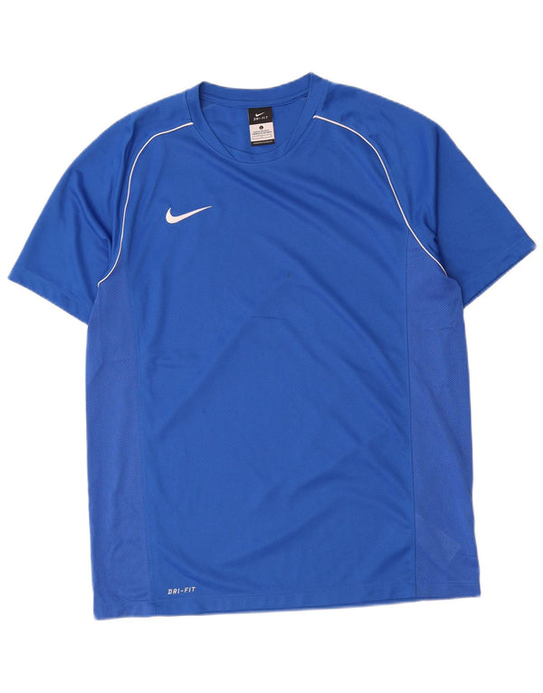 Nike Herren Dri Fit T-Shirt Top Large Blau Polyester