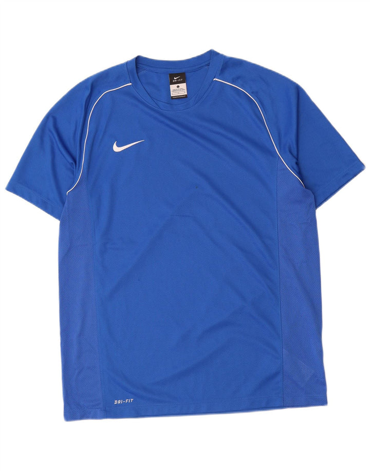 Nike Herren Dri Fit T-Shirt Top Large Blau Polyester