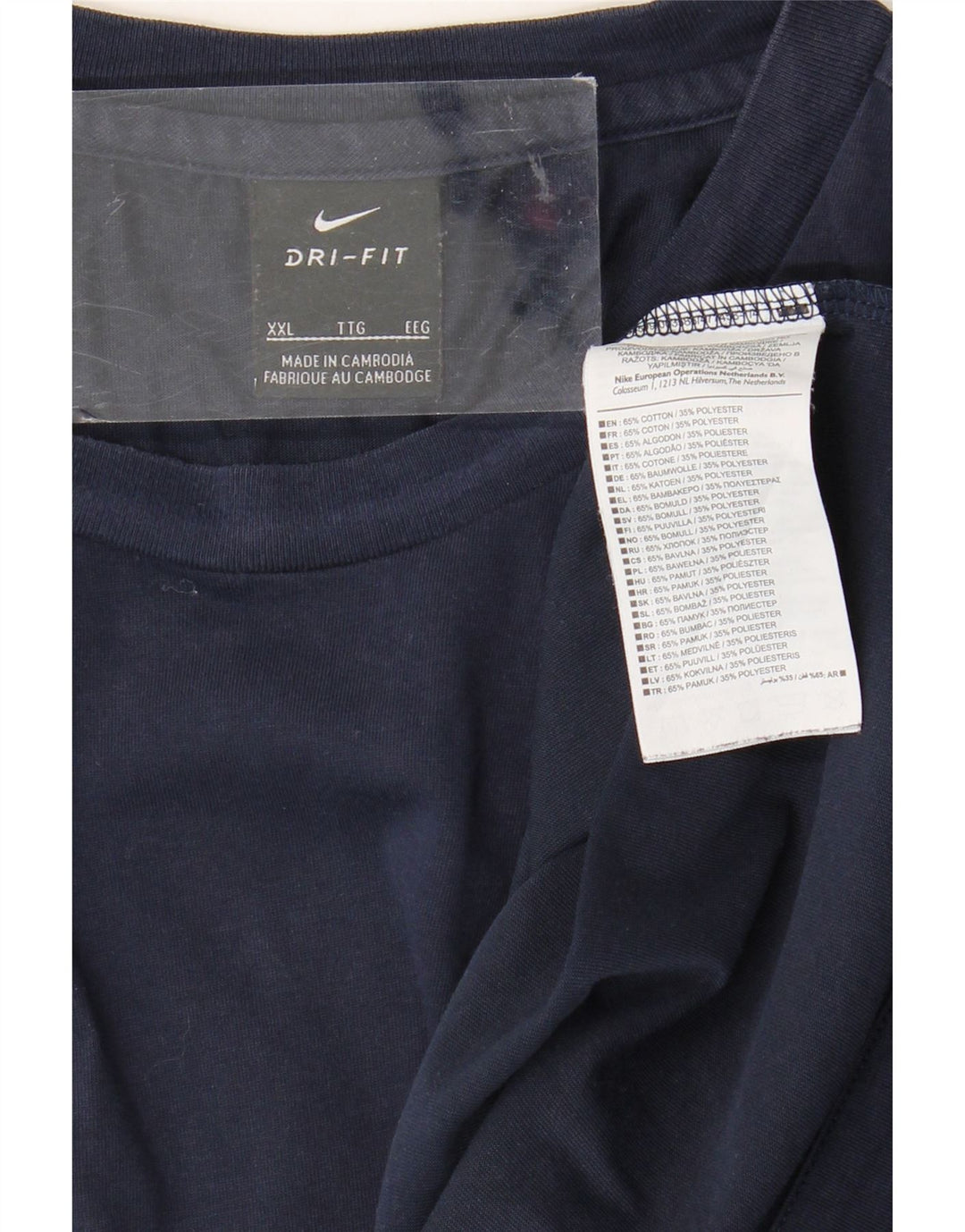 Nike Herren Dri Fit T-Shirt 2XL Marineblau Baumwolle