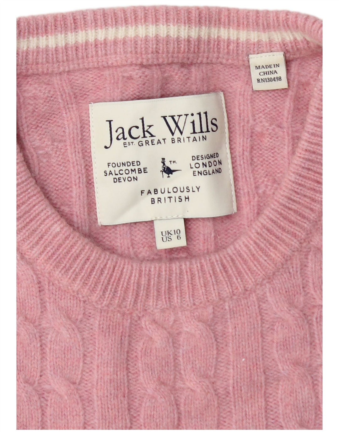 Jack Wills Damen-Pullover mit Rundhalsausschnitt, Gr. 10, Rosa