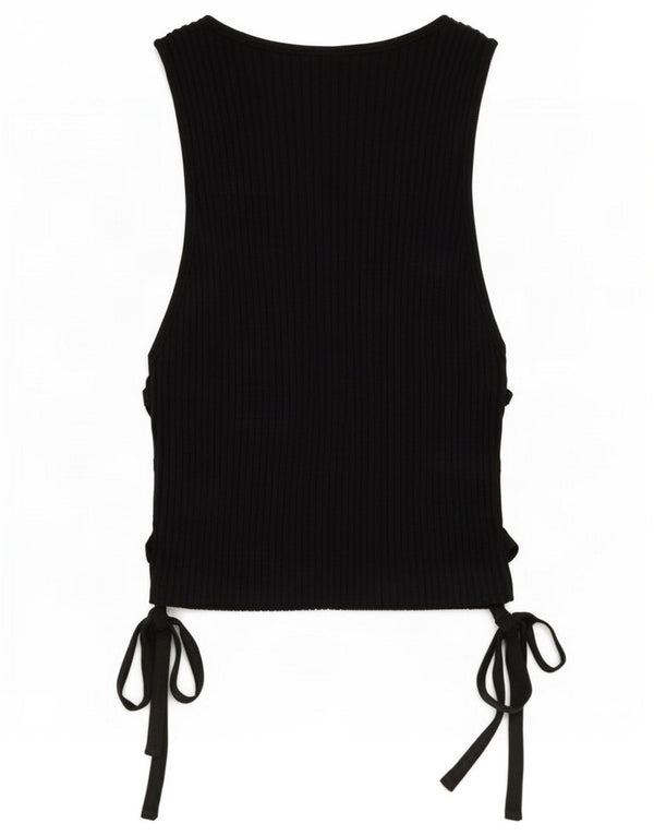 Zara Damen Crop Vest Top UK 14 Large Schwarz