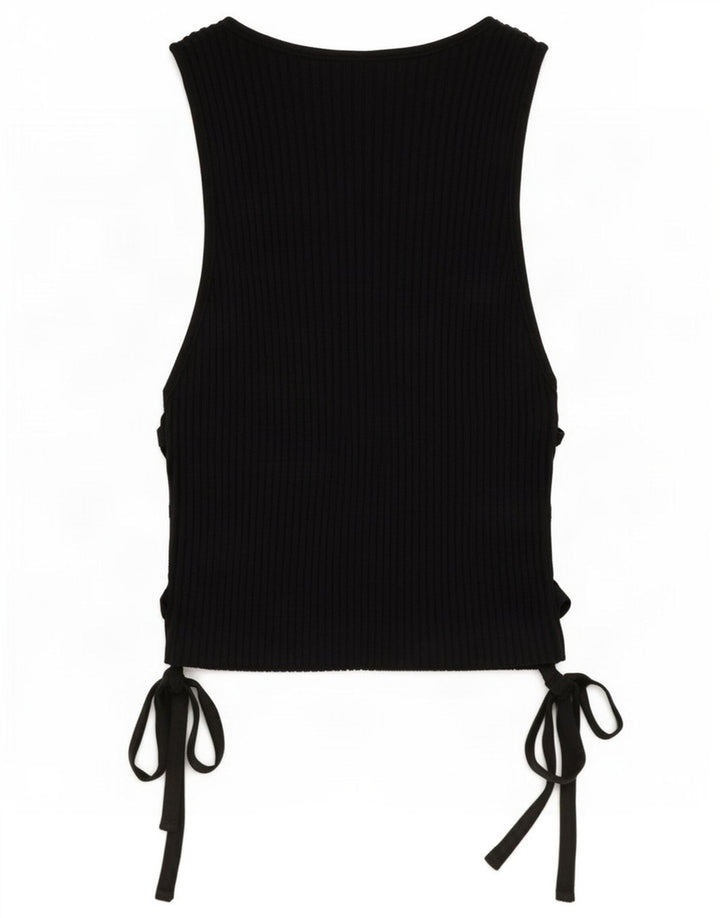 Zara Damen Crop Vest Top UK 14 Large Schwarz