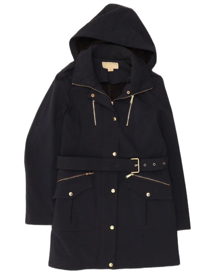 Michael Kors Damen-Trenchcoat mit Kapuze, UK 14, mittleres Marineblau, Polyester