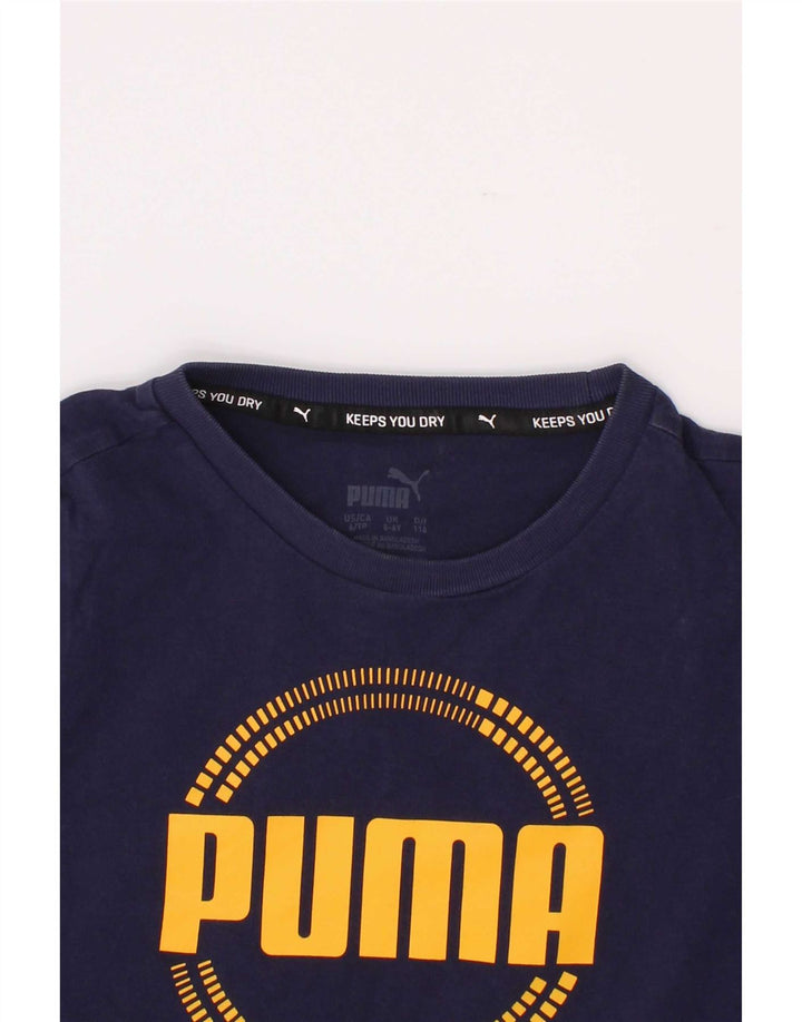 Puma Jungen T-Shirt mit Grafik, Marineblau, 5–6 Jahre