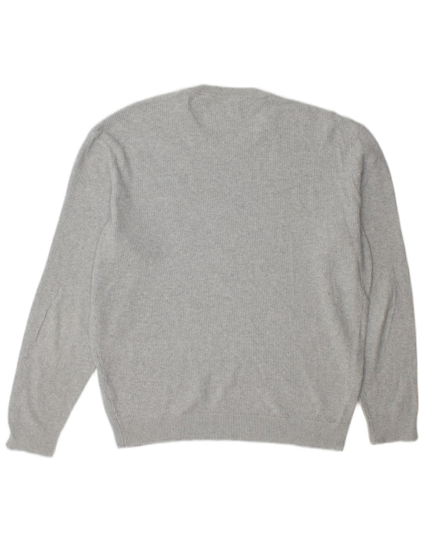 Zara Herren-Pullover mit Rundhalsausschnitt, mittelgraue Baumwolle