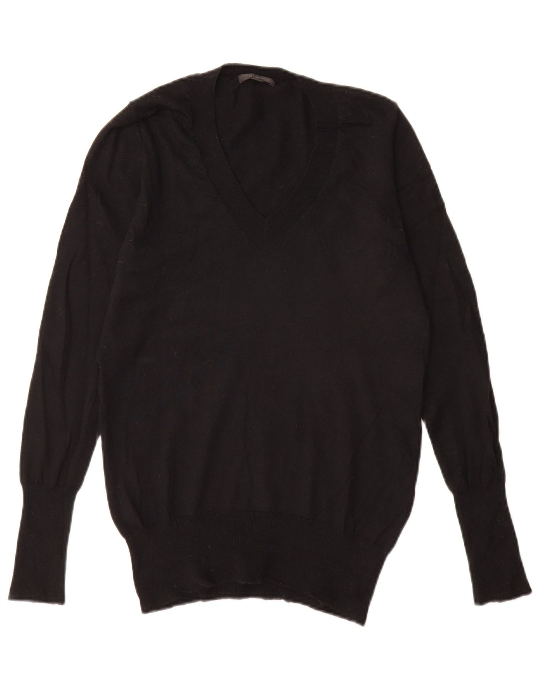 J. Crew Damen-Pullover mit V-Ausschnitt, UK 12, mittelschwarze Merinowolle