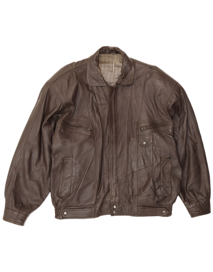 Hohenstein Herren Bomber Lederjacke UK 44 2XL Braunes Leder