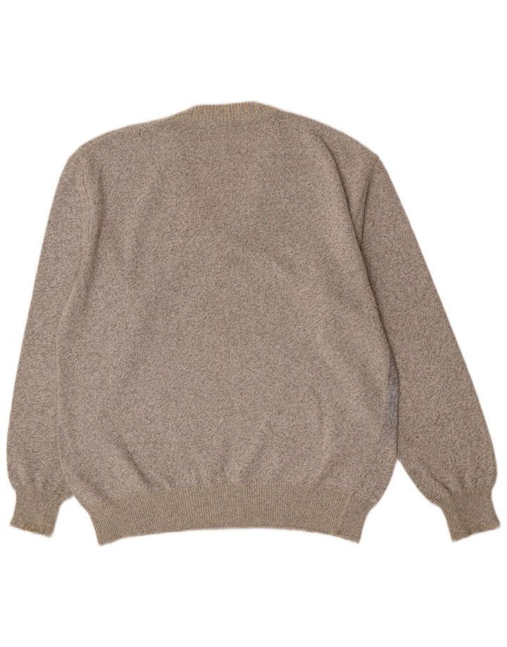 Corradi Herren-Pullover mit V-Ausschnitt, mittelgrau, geometrisch