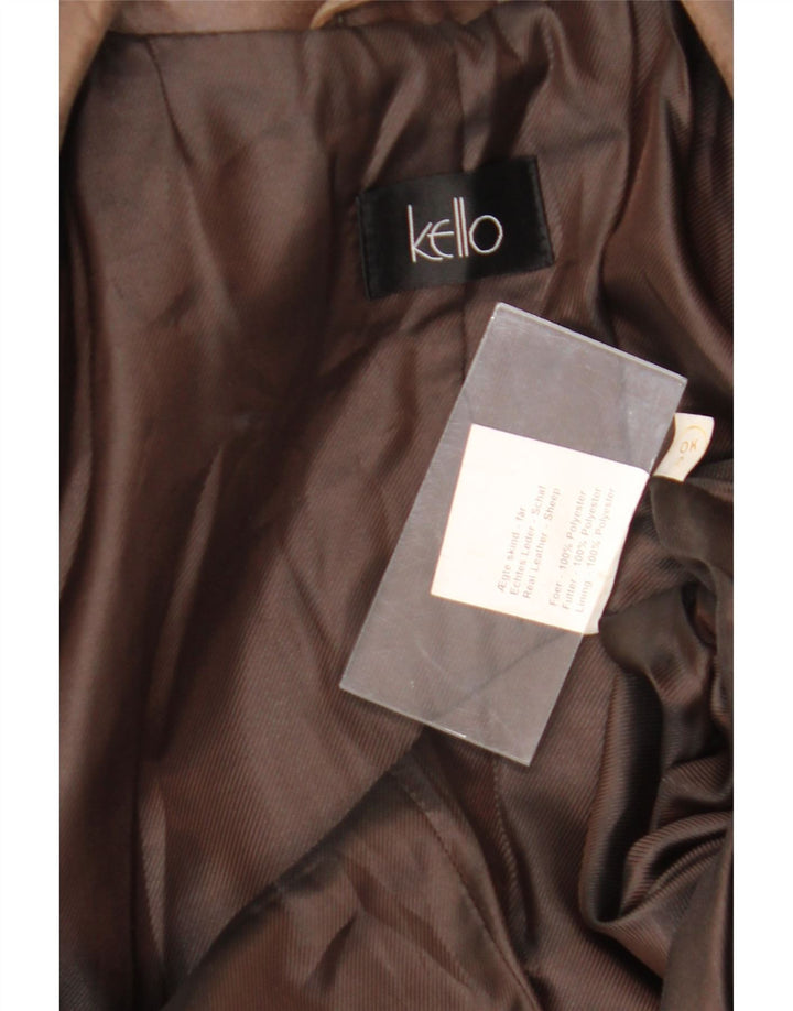 Kello Damen 1-Knopf-Lederblazerjacke UK 14 Mittelbraun