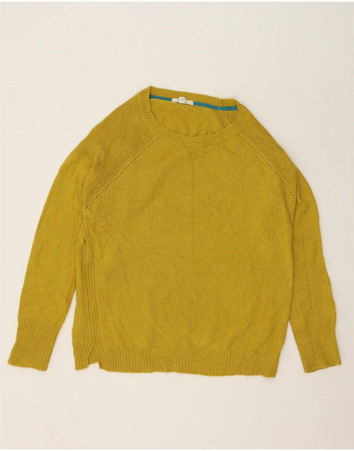 WHITE STUFF Womens Oversized Boat Neck Jumper Sweater UK 16 Large Yellow Vintage White Stuff and Second-Hand White Stuff from Messina Hembry 