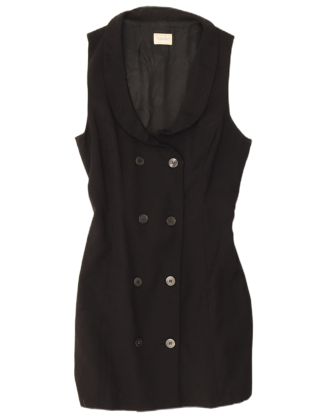 Benetton Damen Longline ärmellose Blazerjacke IT 44 Mittelschwarz