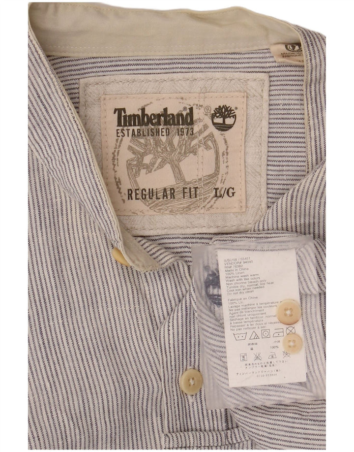 TIMBERLAND Herren-Hemd mit normaler Passform, großes blaues Nadelstreifen-Leinen