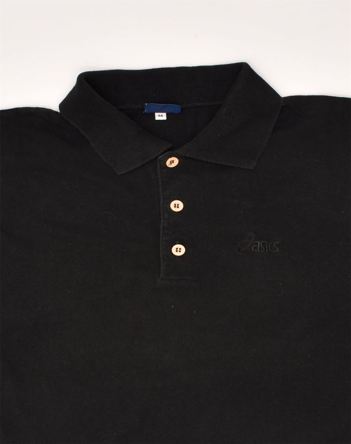 ASICS Mens Polo Shirt Medium Black Cotton | Vintage Asics | Thrift | Second-Hand Asics | Used Clothing | Messina Hembry 