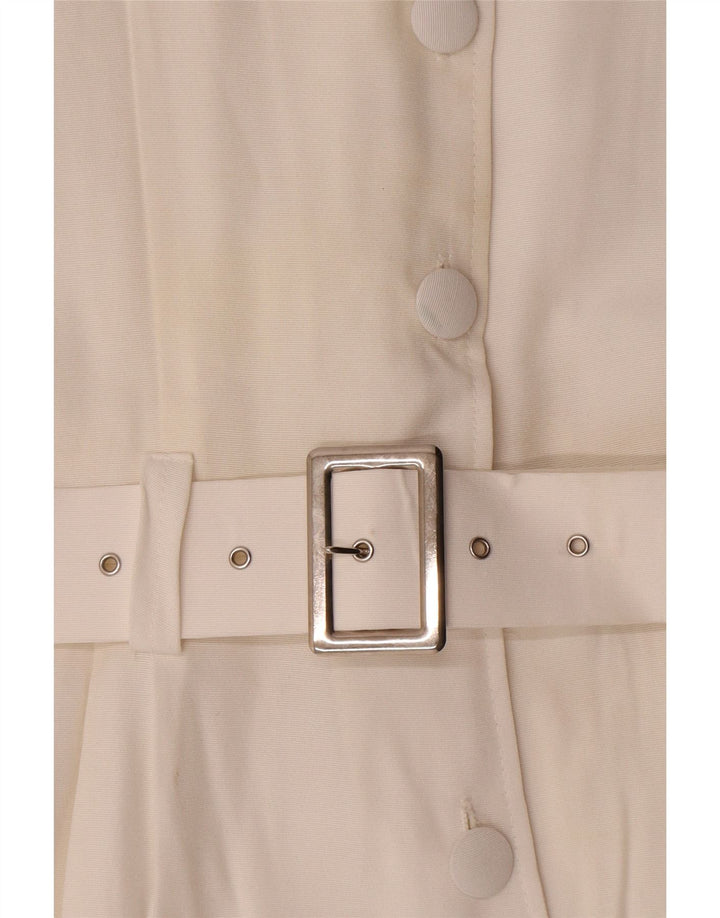 Vintage Damen Playsuit UK 12 Mittelweiße Viskose