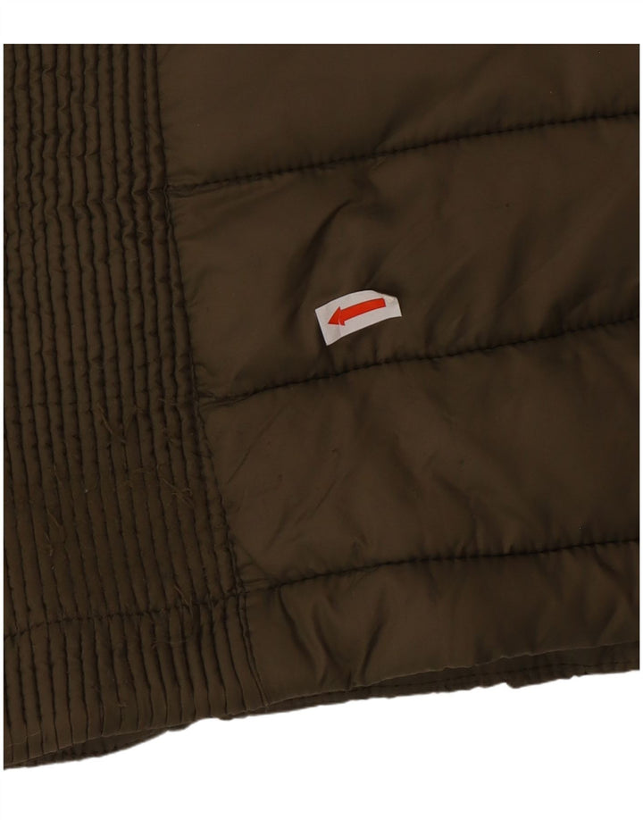 Superdry Wattierte Jacke mit Kapuze für Damen, UK 14, Größe L, grünes Nylon