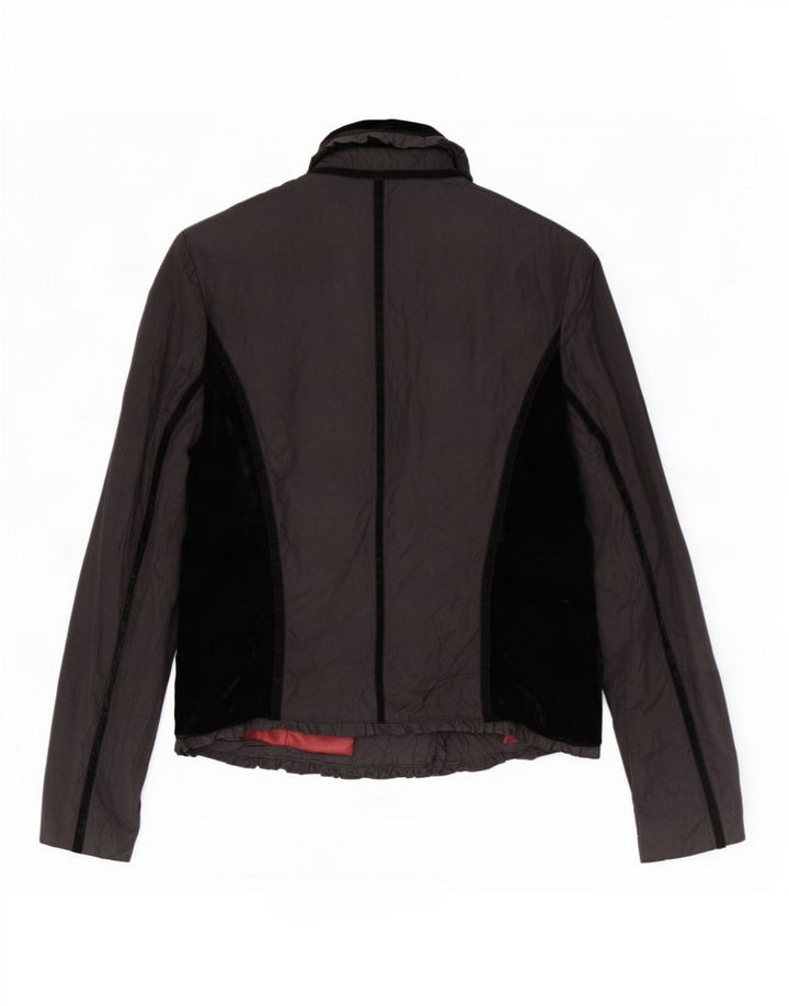 Vintage Damen 4-Knopf-Blazerjacke UK 14 Mittelschwarzer Farbblock