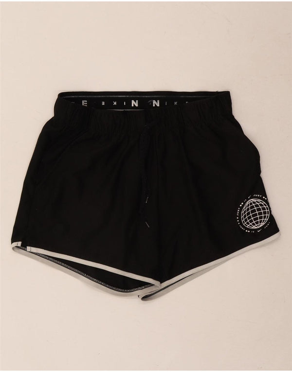 Nike Damen Graphic Sport Shorts UK 8 Small Schwarz Polyester