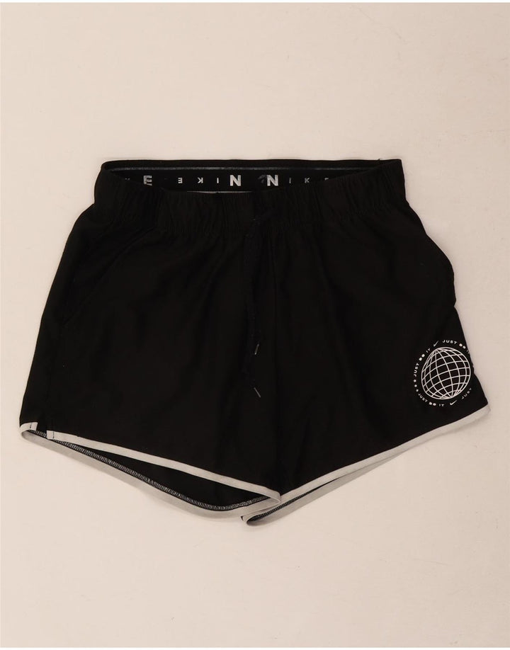 Nike Damen Graphic Sport Shorts UK 8 Small Schwarz Polyester