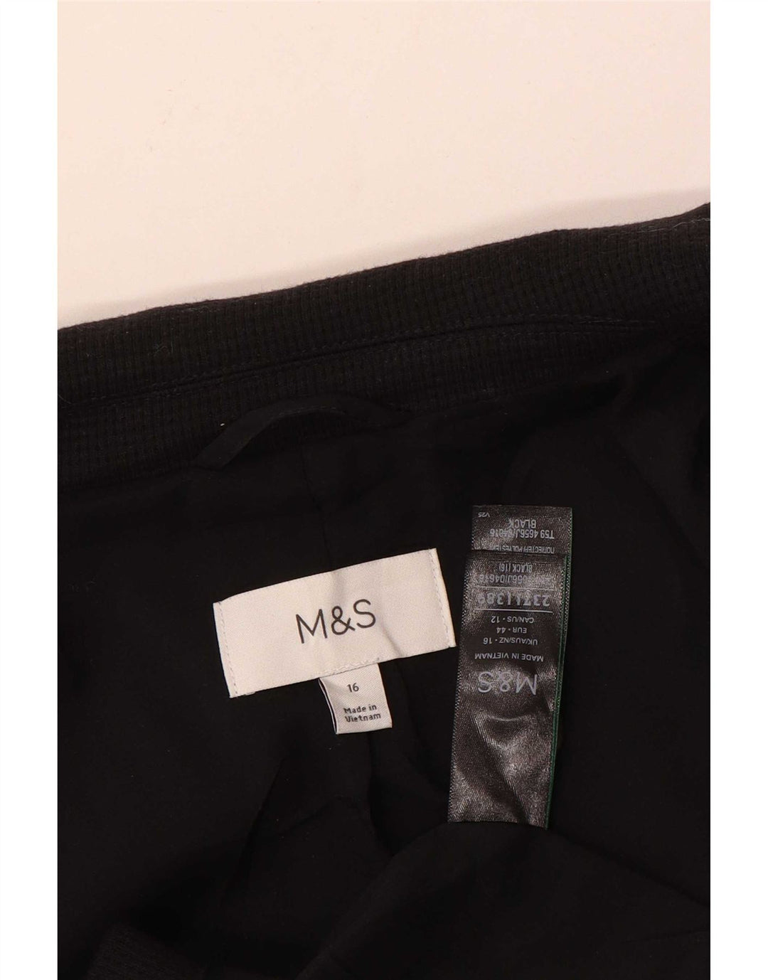 Marks & Spencer Damen-Blazerjacke mit 1 Knopf, UK 16, Größe L, Schwarz, Baumwolle