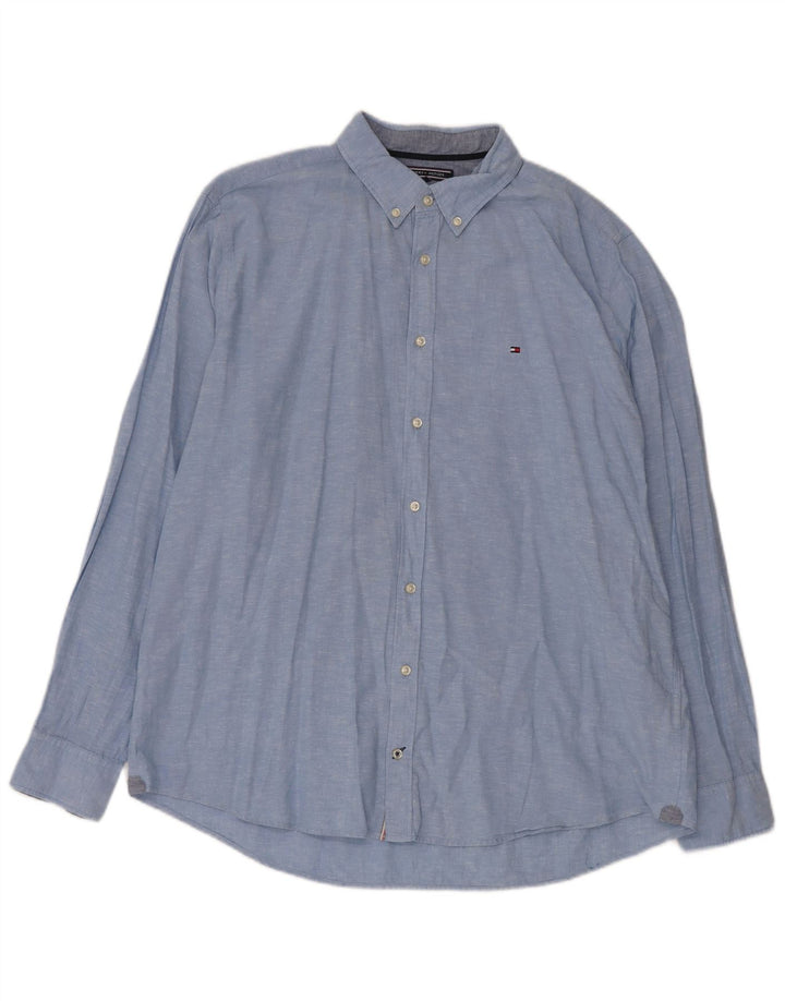 Tommy Hilfiger Herrenhemd XL, blaue Baumwolle