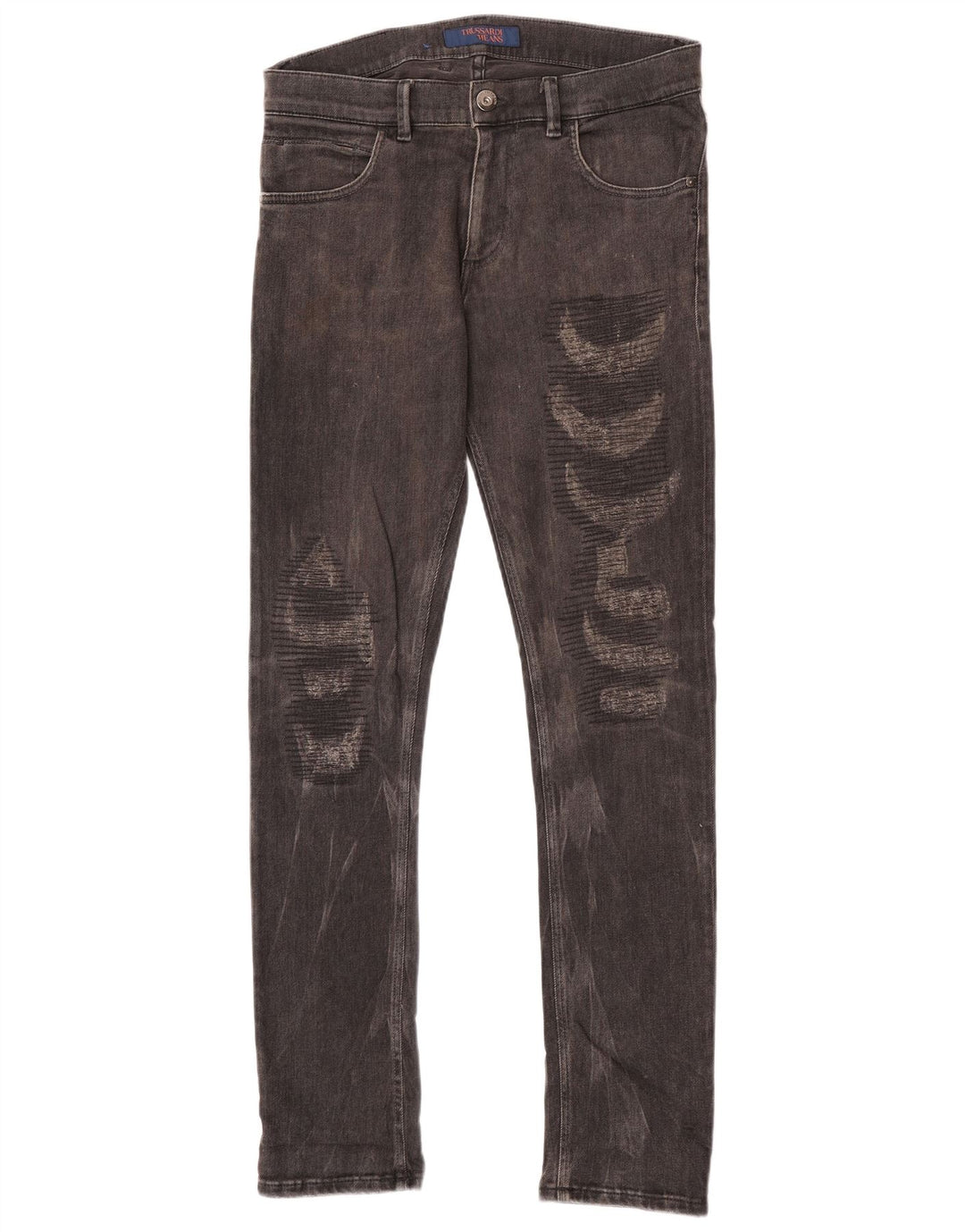 Trussardi Herren Distressed Slim Jeans W33 L34 Schwarze Baumwolle