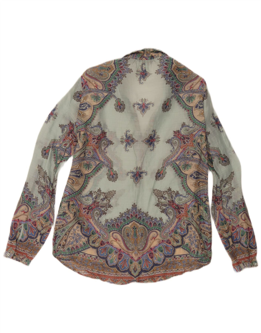 Massimo Dutti Damen Langarm-Blusenoberteil EU 38 Mitteltürkis Paisley
