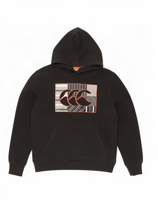Canterbury Jungen-Pullover mit grafischem Kapuzenpullover, 9–10 Jahre, schwarze Baumwolle
