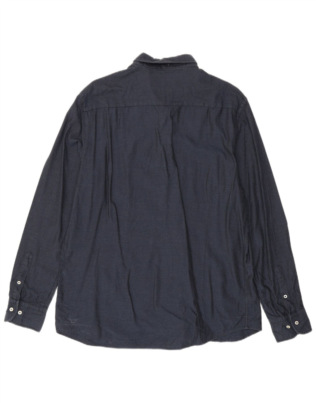 Massimo Dutti Herren Flanellhemd XL Marineblau Baumwolle