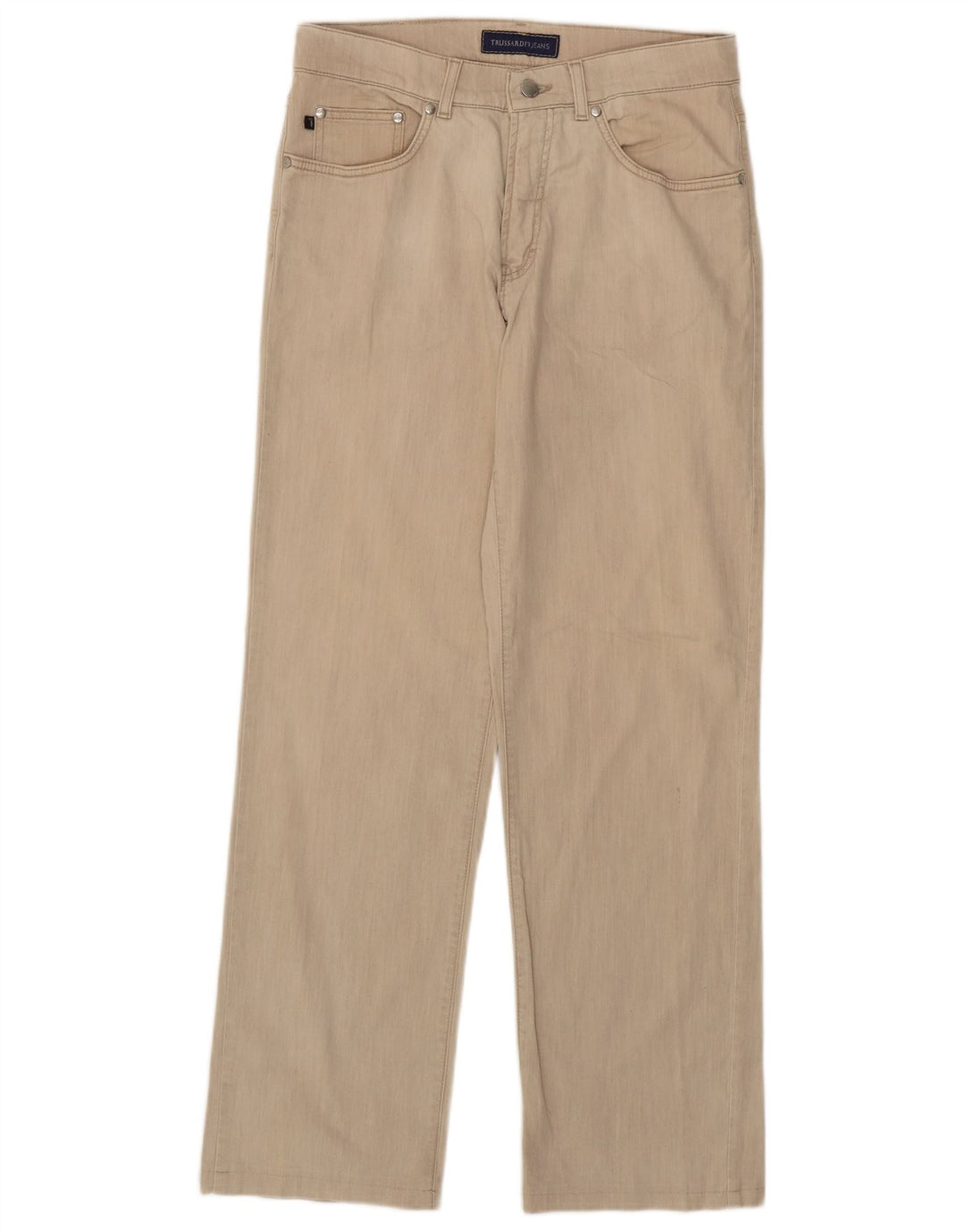 Trussardi Herren Straight Jeans W32 L30 Beige Baumwolle