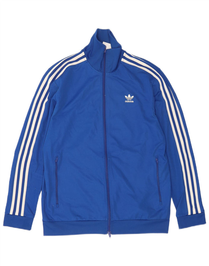 Adidas Herren-Trainingsanzug-Top-Jacke aus mittelblauer Baumwolle