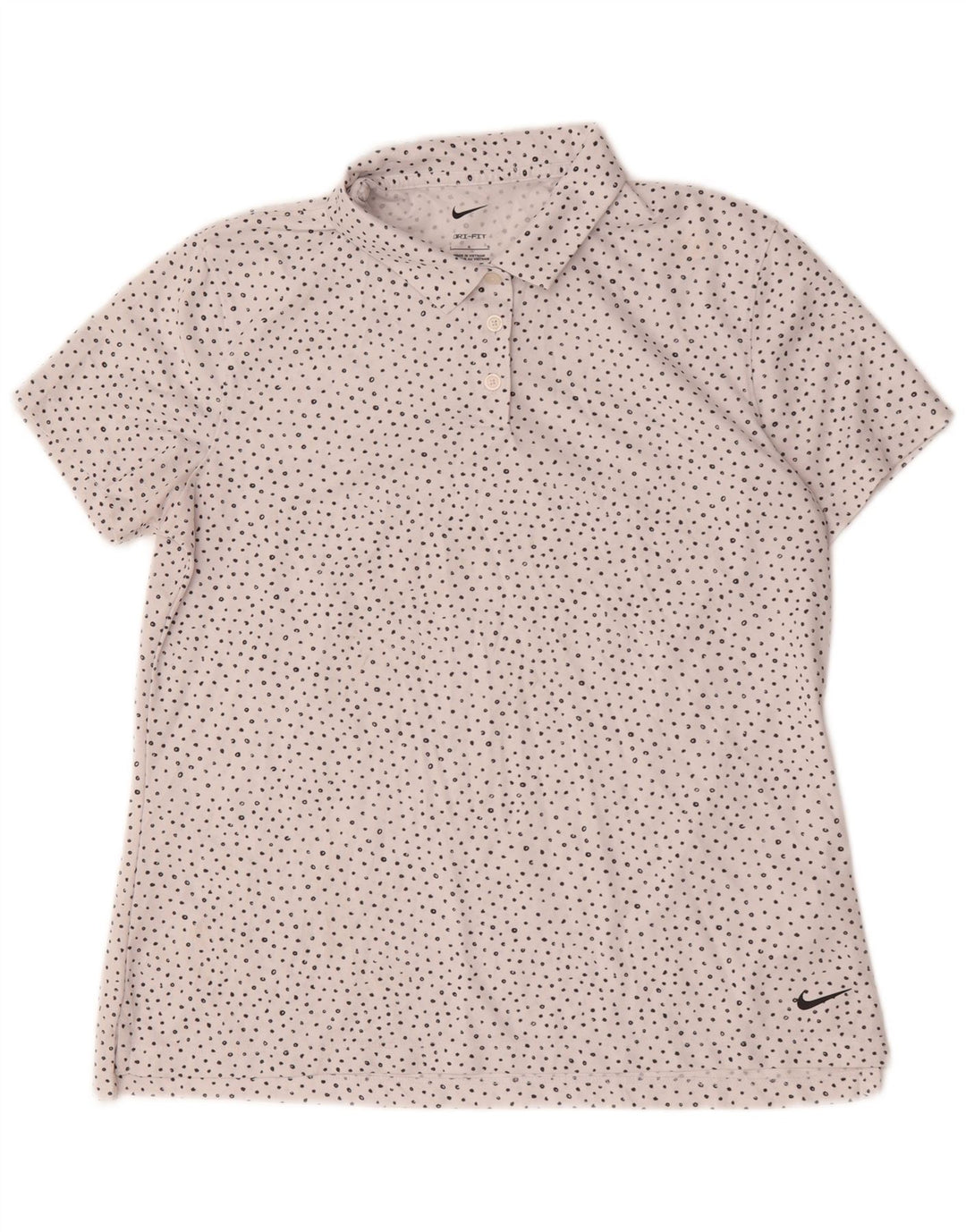 Nike Damen Dri Fit Poloshirt UK 16 Großes weiß gepunktetes Polyester