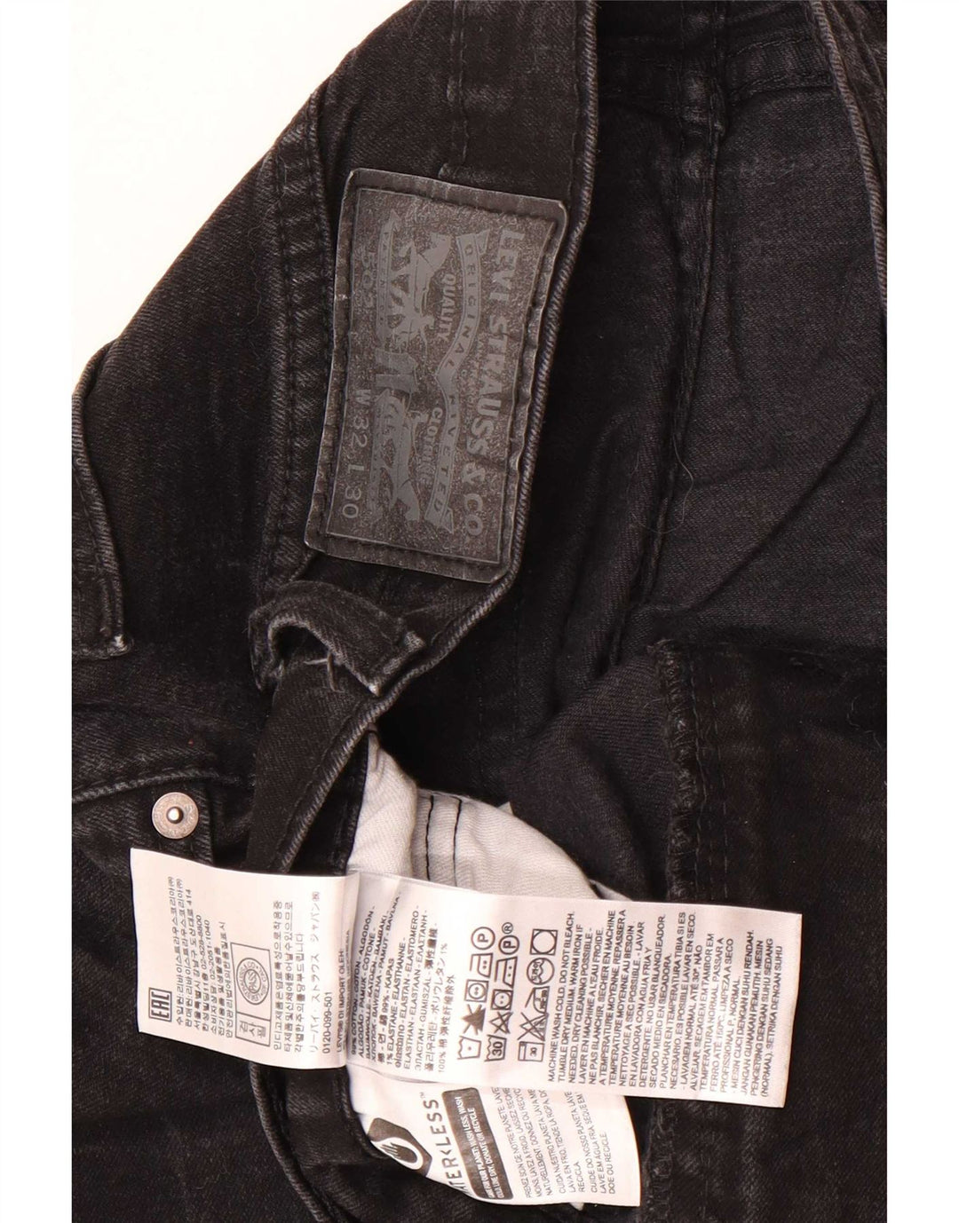 Levi's Herren 502 Tapered Jeans W32 L27 Schwarze Baumwolle