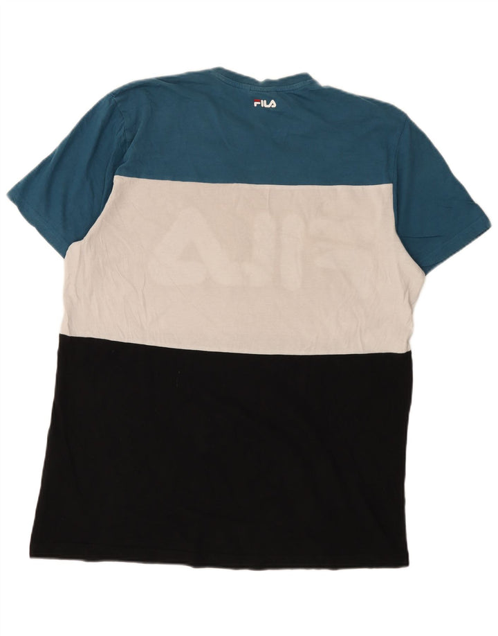 Fila Herren-T-Shirt mit Grafik, groß, mehrfarbig, Colourblock-Baumwolle