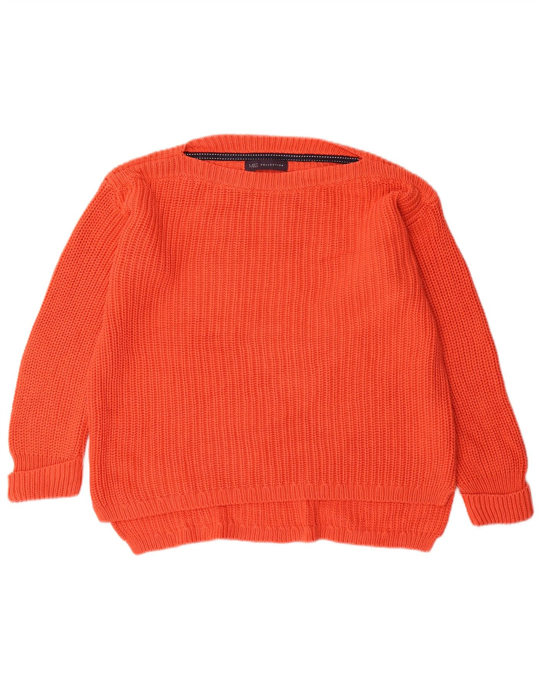 Marks & Spencer Damen-Pullover mit U-Boot-Ausschnitt, UK 12, mittelorange Baumwolle